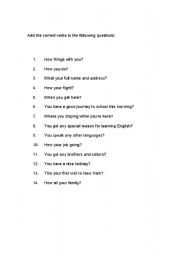 English Worksheet: Verb correction