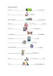 English Worksheet: present simple & prepositions