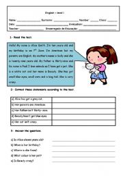 English Worksheet: Test birthdays and pets