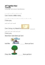 English Worksheet: Song - All togheter now - The Beatles
