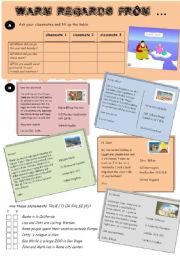 English Worksheet: Postcards, part I.