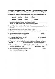 English Worksheet: Suffixes and Prefixes