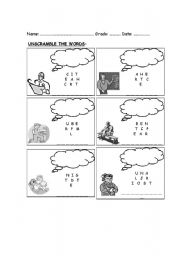 English Worksheet: Unscramble the words