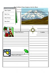 English Worksheet: North East States (activity sheet)