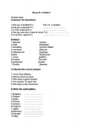 English Worksheet: 6th grade worksheet