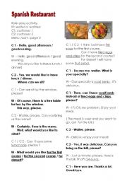 English Worksheet: Spanish restaurant    -   Role- play (menu included)