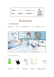 English Worksheet: The Bathroom