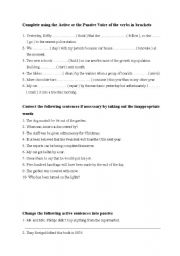 English Worksheet: passive