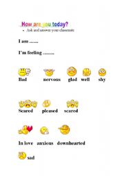 English Worksheet: Talking about how you are