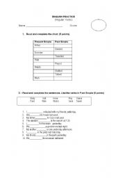 English Worksheet: regular verbs