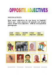 English Worksheet: OPPOSITE ADJECTIVES