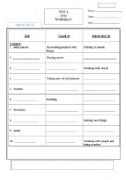 English worksheet: jobs
