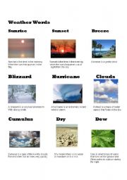 English Worksheet: Weather Words