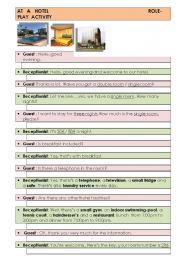 English Worksheet: AT A HOTEL - ROLE-PLAY ACTIVITY 