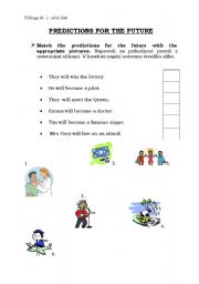 English Worksheet: WILL FUTURE for predictions in future