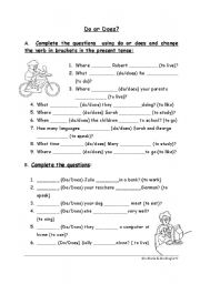English Worksheet: Do or Does 