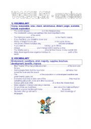 English Worksheet: vocabulary test (holidays, environment, sport)