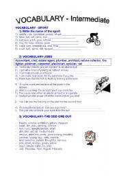 English Worksheet: vocabulary - intermediate 2