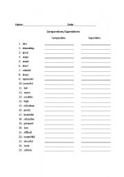 English Worksheet: Comparatives/superlatives