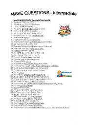 English Worksheet: make questions - intermediate