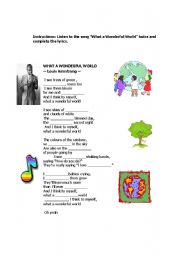 English Worksheet: What a wonderful world