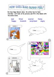 English Worksheet: How does Bugs Bunny feel?