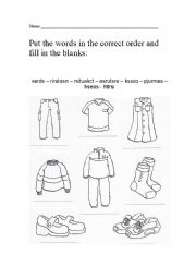 English Worksheet: Clothes