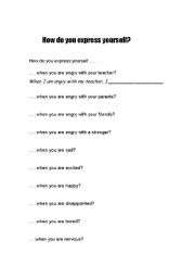 English worksheet: Feelings and emotions