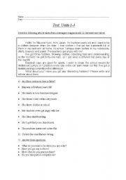 English Worksheet: Reading Comprehension