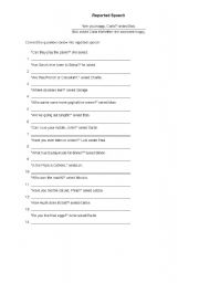 English Worksheet: REPORTED SPEECH