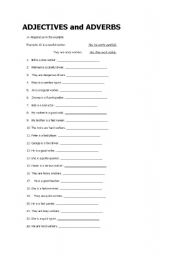 English Worksheet: adjective and adverbs