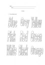 English worksheet: Colours