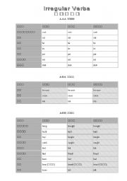 English worksheet: Irregular Verb List (for Japanese Students)