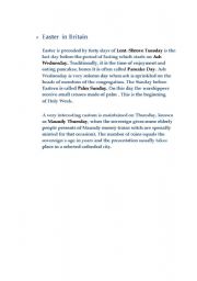 English Worksheet: Easter in Britain