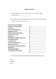 English worksheet: activities for rhiannas song Umbrella