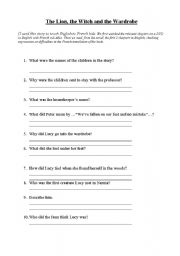 English Worksheet: The Lion, the Witch and the Wardrobe