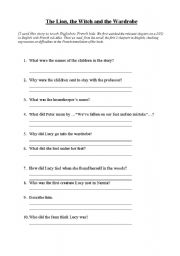 English worksheet: The Lion, the Witch and the Wardrobe