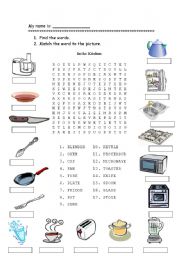 English Worksheet: In the kitchen