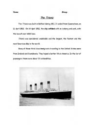 English Worksheet: titanic