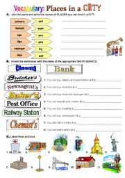 English Worksheet: Places in a CITY