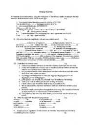 English Worksheet: XIth grade TERM PAPER