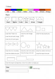 English worksheet: Colours and shapes exercise 1