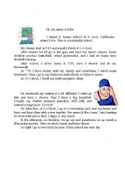 English Worksheet: Julies daily routine