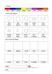 English Worksheet: Colours and shapes exercise