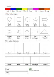 English worksheet: Colours and shapes exercise