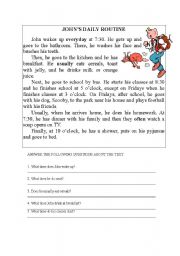 English Worksheet: Johns daily routine