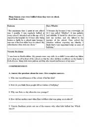 English Worksheet: Famous bullied