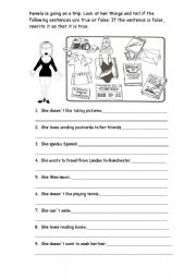 English Worksheet: Pamelas trip