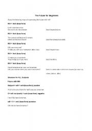 English Worksheet: Future with will for elementary students