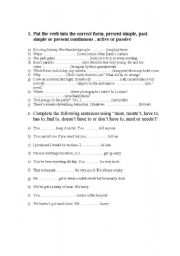 English Worksheet: Passive,obligation and etc.